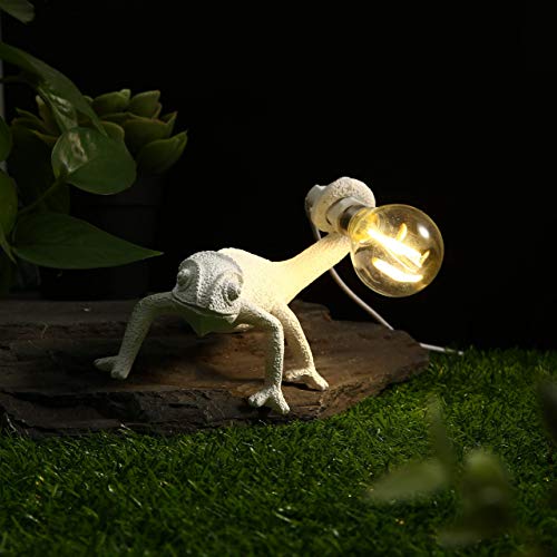 Image of MAYOLA Modern Chameleon Table Lamp,Desk lamp,Night Light,Wall Lamp, Resin Chameleon Lighting Fixture for Living Room, Bedroom, Office,Kids(Table Lamp, B-White)