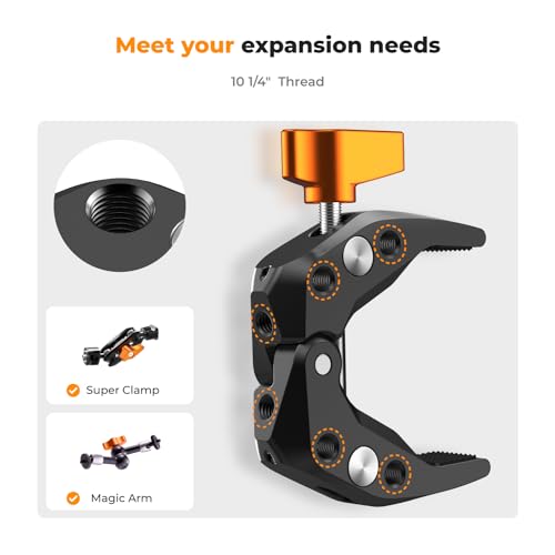 Image of K&F CONCEPT Camera Mount Clamp, Super Crab Clamp with 1 /4 inch Thread Holes