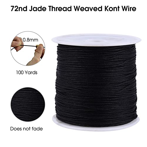 Cikonielf Braided Nylon Cord, 0.8mm x 100M Chinese Knot Cord Roll Macrame Decorative Thread String Packing String Black - Image 4