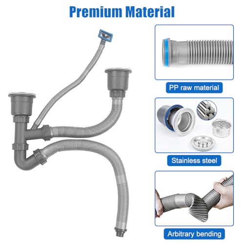 Kit de desagüe para doble fregadero de cocina miniatura 4