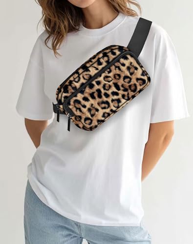 Image of Leopard Print Fanny Pack Lightweight Belt Bag Fashion Waist Pouch | Waterproof, crossbody bags for women, sports, running, traveling, hiking