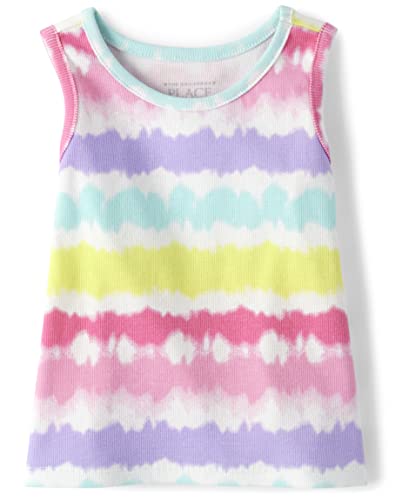 The Children's Place Baby Toddler Girls Sleeveless Tank Tops, White Multi, 5T #TOP12