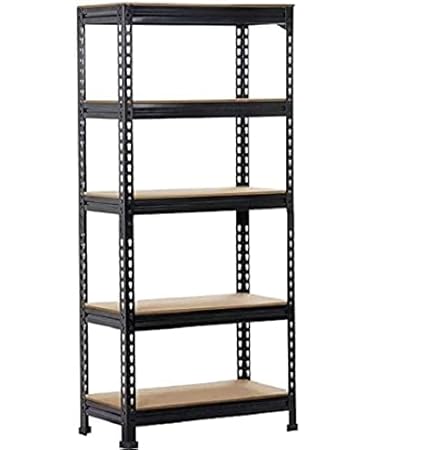 Ash & Roh Metal Organizer Rack with Powder Coated Wooden Frame Adjustable, Heavy Duty Storage Shelving Rack for Multiple Uses. (5 Sections) (Height 5.3 ft. | Length 2.8 ft. | Dimension 1.4ft