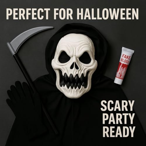 Image of Wanna Party Halloween Scary Skull Skeleton Mask White, Creepy Horror Mask for Adult Halloween Cosplay Costumes