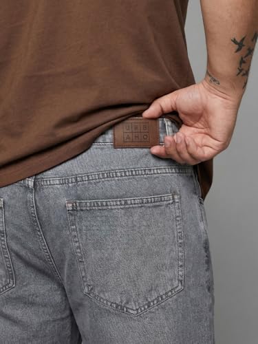 Image of Urbano Plus Men's Relaxed Fit Washed Denim Jeans Non-Stretchable