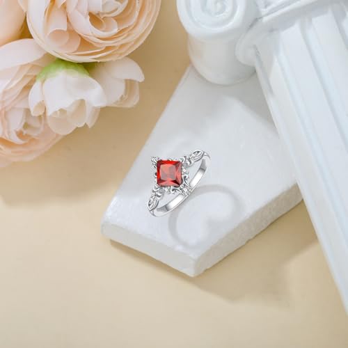 Garnet Engagement Ring for Women 925 Sterling Silver 5.5mm Princess Cut January Birthstone Ring4