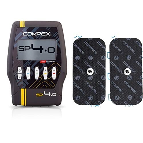 Compex SP 4.0 Muskelstimulationsgerät, Schwarz EASYSNAP Performance ELEKTRODEN 50x100MM, Blau, 50 x 100 mm