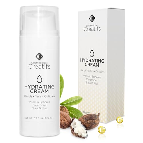 Cosmétiques Créatifs Moisturizing Hand Cream for Dry, Cracked Hands, Nails and Cuticles - 3.4 fl. oz. - Anti-Aging Skin Moisturizer with Vitamin E, Shea Butter, and Ceramides