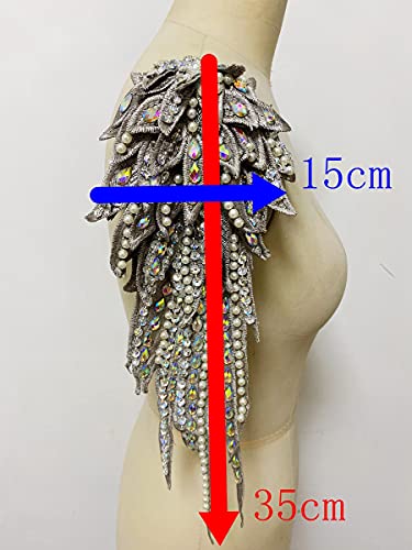 Zbroh Handmade 18 Colour Sew On Rhinestones Pearl Lace Applique Handsewing Beads Trim Patches For Dress Clothes Accessory (Gray) #TOP5
