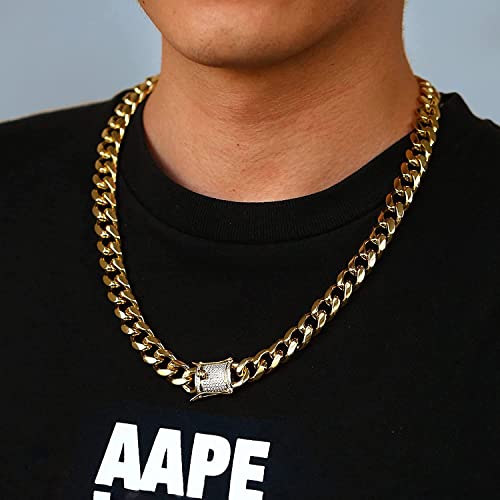 Diamday 14K Catena Maglia Cubana placcata Oro