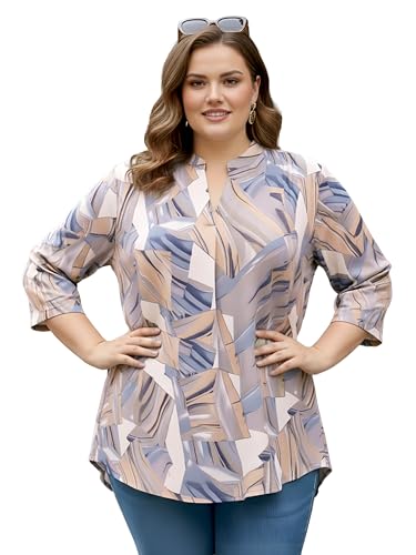 Image of Indietoga Women Plus Size Abstract Print Rayon Tunic Top (XL to 7XL)