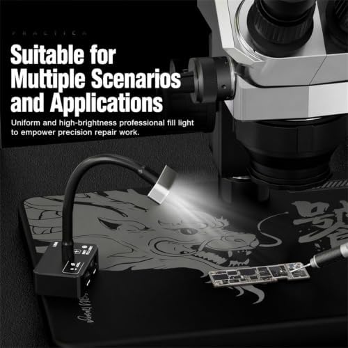 Tizuqe PCB Inspection Light Microscope Lamp Diffused LED Flexible Neck Type C Adjustable Brightness Aluminum Base for Repair Tabletop Tasks Microscope Fill Light Repair Lamp Gooseneck Led Task — view 6