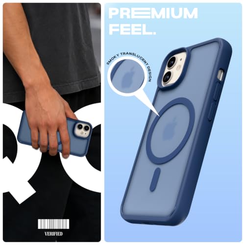 Image of Pikkme Back Cover for iPhone 11 | Mag-Safe Compatible | Smoke Frosted Transparent Matte Finish | Hard PC + Soft TPU | Shockproof | Raised Camera Protection Bumper Case (Blue Smoke Mag-Safe)