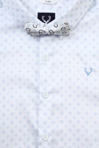 Image of Allen Solly Boys' All-Over Print Shirt | Bow Tie Detail | Regular Fit | Wedding & Festive