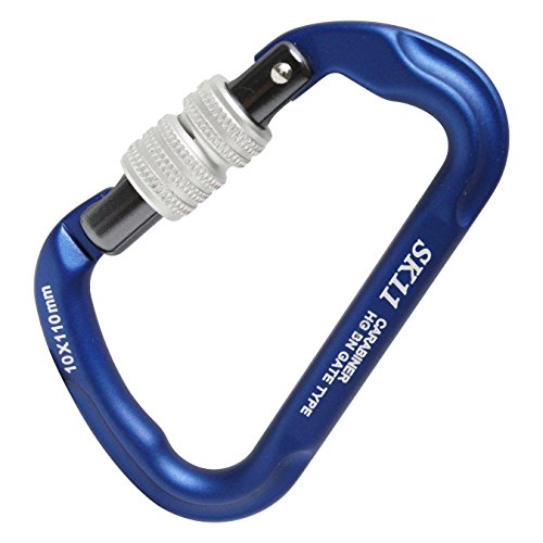 SK11 ロックアルミカラビナ HG アルミ鍛造極太 脱落防止 ネジロック機能 ブルー 10×110mm SAC-HGN