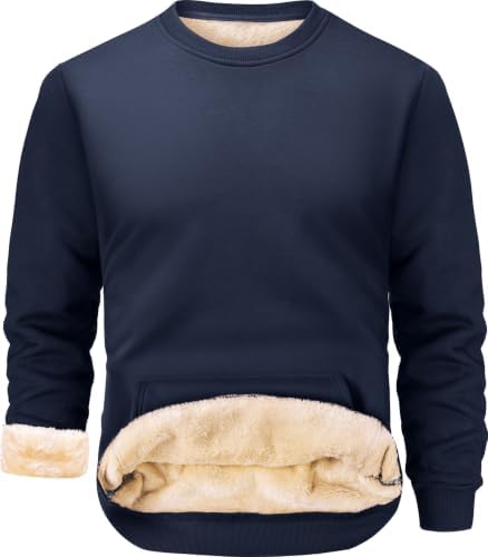 Peakwell Herren Gefütterte Sweatshirts Winter Warm Fleece Pullover | Hochwertiger Schwerer Stoff, Fleece-Futter, Kängurutasche, Verstärkte Doppelnaht, Geeignet für Alltag, Freizeit