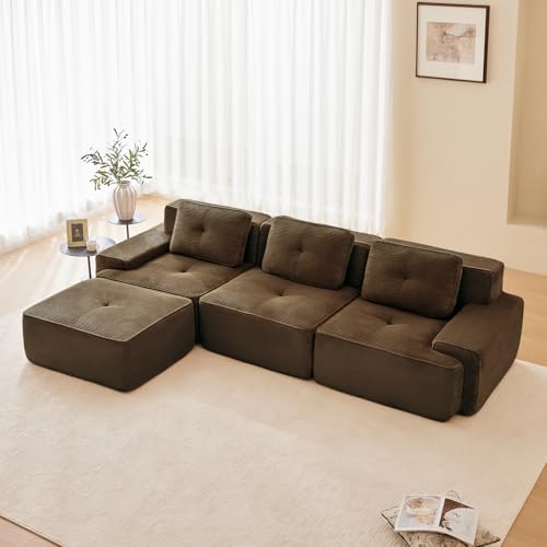 Image of Corduroy Modular Sectional Sofa, Oversized Cloud Couches for Living Room