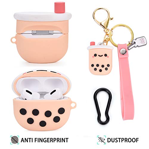 Cute Airpod Pro 2 Case With Boba Keychain Girly Pink Milk Tea Design Compatible With Airpods Pro 2Nd Generation 2022 Case For Women And Girls #TOP4