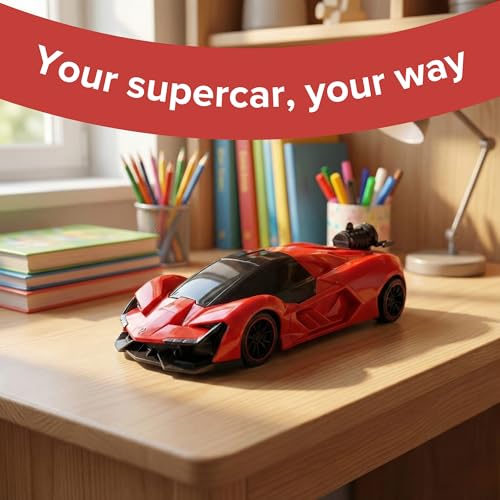 Image of Lilplay Lamborghini Remote Control Car for Kids (Red) | Sports Racing Toy for Boys | Door Opening & Rechargeable | Big Size | High Speed RC Car with Smoke | Type-C Charging | LED Headlights