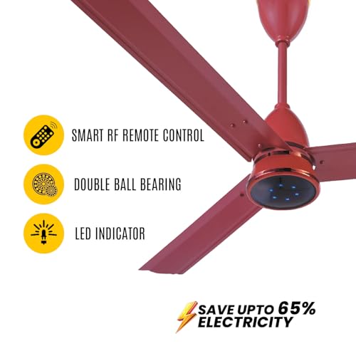 Image of Blueberry's ๐๐๐๐ 1200mm Ceiling Fan with Remote Control, BEE ๐ฑ-๐ฆ๐๐ฎ๐ฟ Rated Energy Efficient Ceiling Fan, High Air Delivery with LED Indicators, 3-Year Warranty (Royal Brown)