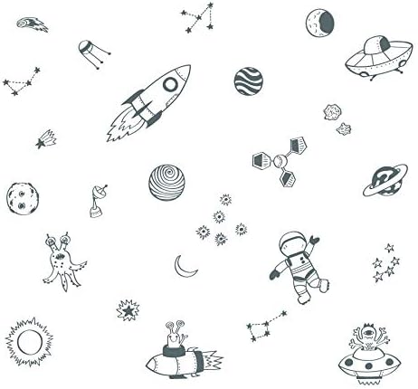 Space Doodles Wall Sticker Pack (Grey), Space Wall Stickers, Perfect for a Creating a Space Themed Room, Space Doodles - Grey - Image 3