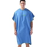 Gr？？e: 110 * 88CM ACAMPTAR Neue Schnell Trocknende Wickel Kommode Bade Tuch im Freien Erwachsene mit Kapuze Strand Tuch Poncho Frauen M？Nner Bade Mantel Hand TüCher Bade Anzug Mantel Blau