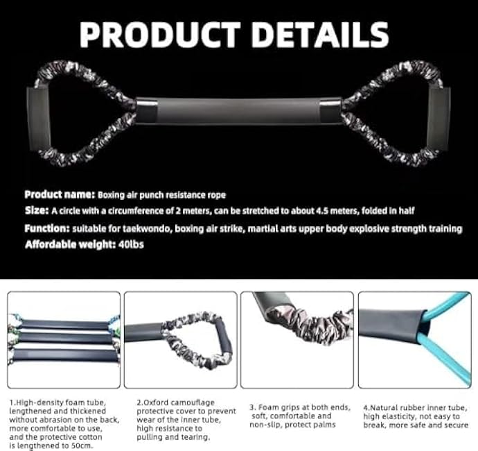 Boxing Training Equipment, Resistance Bands for Shadow Kicking Punching Exercise Accessories for Full Body Workout Home Gym Men and Women