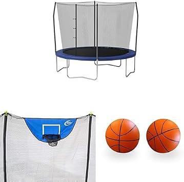 Skywalker Trampoline Outdoor 10 Ft+Skywalker Sports Basketball Game + Skywalker Sports Orange Foam Basketball Set of 2