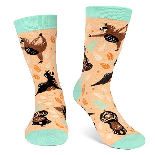 Yoga Socks for Women with non slip grip Namaste, Breathe, and Sloth Designs (Yoga Sloths)