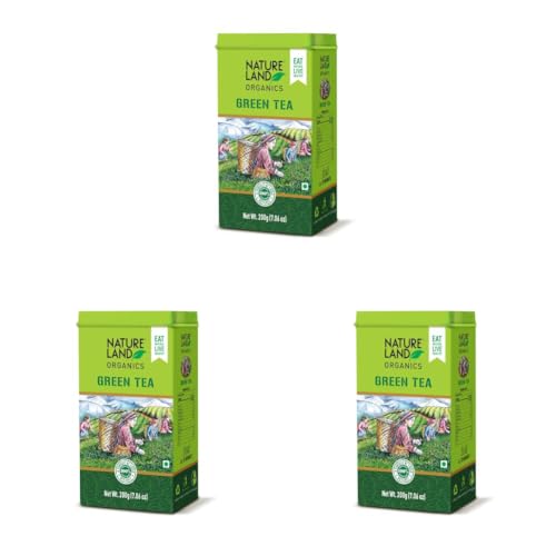 Image of Natureland Organics Green Tea 200 Gm - 100% Organic Loose Leaf Tea (Pack of 3)