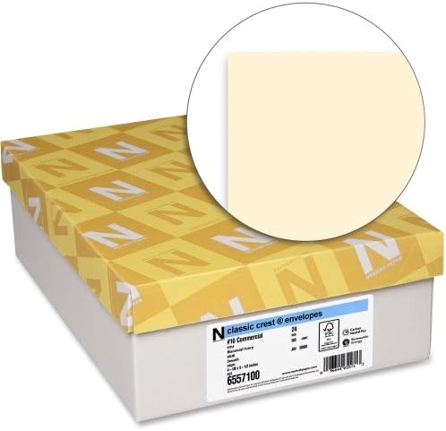 Classic Crest #10 Envelope, 4 1/8 x 9 1/2, Baronial Ivory, 500/Box