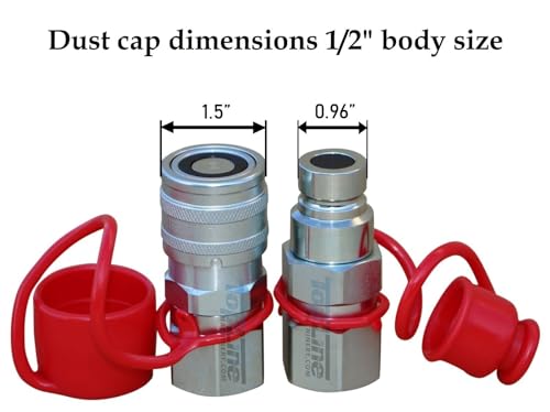 Image of 1 /2 body Hydraulic Quick Coupler Rubber Caps Plug Set - For Flat Face Skid Steer Coupling - Fits Bobcat Standard Size Couplers Set (2)