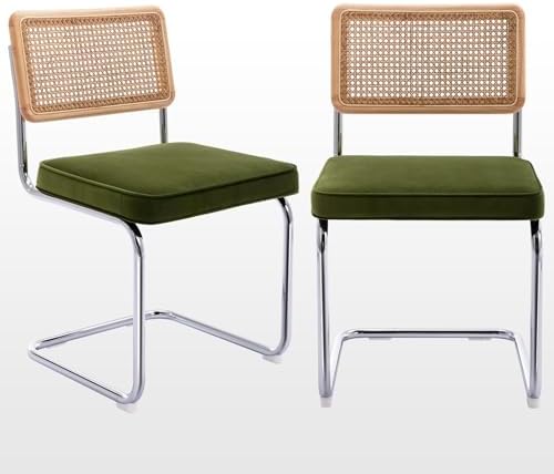 Zesthouse Natural Rattan Dining Chairs Set of 2, Olive Green Mode...