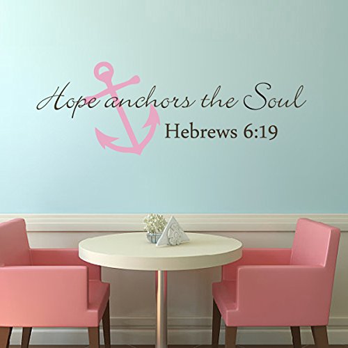 Scripture Wall Decal- Anchor Wall Decal- Hope Anchors The Soul Wall Decal Bible Verse Wall Sticker Art C(Medium,Anchor:light Yellow;Words:dark Red) #TOP1