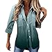 Camicia a Maniche Lunghe da Donna Casual alla Moda Camicia a Maniche Lunghe Stampata Sfumata Camicetta con Colletto rovesciato Maglie Bianche Cotone (M,Verde)