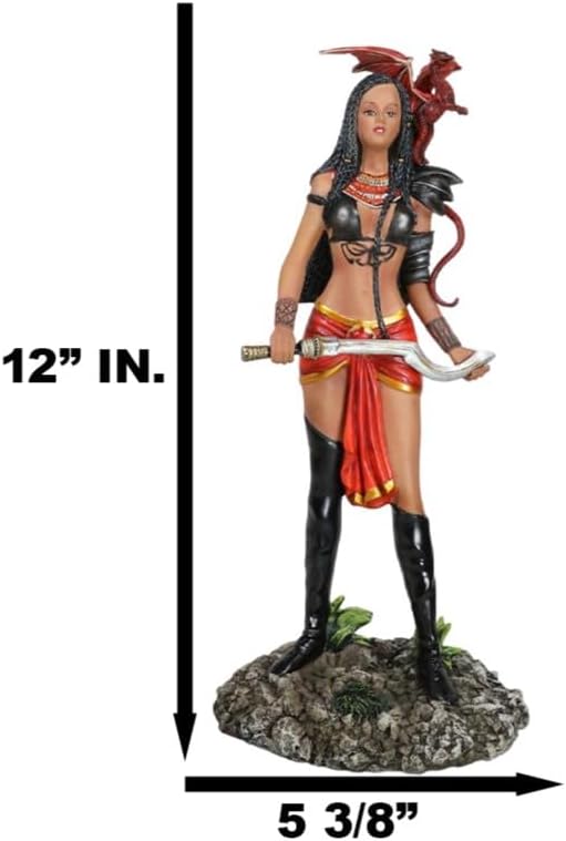 Miniatura 7 de Ebros Gift Fantasía Tribal Guerrero Ébano Princesa Adaeze The Dragon Witch Whisperer Holding Sickle Figura coleccionable de 12 pulgadas de alto Nene