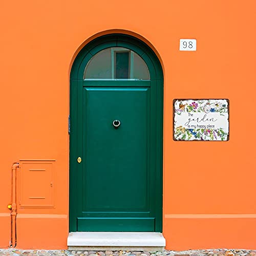 The Garden Is My Happy Place Vintage Art Poster Plaque Home Gardening Sign Watercolor Flowers She Shed Sign Greenhouse Art Diy Decor Plaque Poster Home Garage Wall Decor 5.5X8 Inch #TOP2