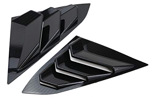 Ijdmtoy Left/Right Glossy Black Carbon Fiber Finish Racing Style Rear Side Window Scoop Air Vent/Louver Shades Compatible With 2016-21 Honda Civic Sedan #TOP3