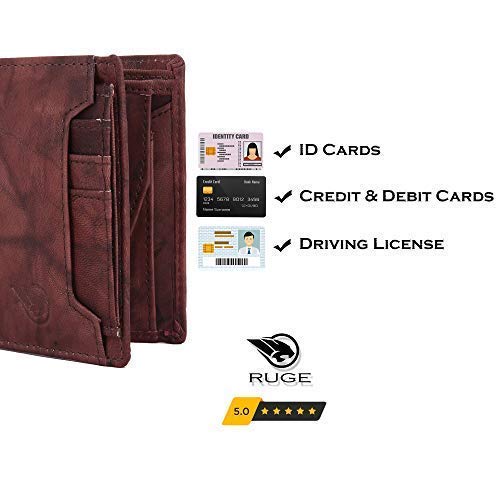 Image of RUGE Light Antique Brown Leather Men's RFID Wallet (RO-MD7A-65)