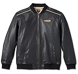 2 seitliche Taschen HARLEY-DAVIDSON Herren Blouson Lederjacke 120th Anniversary Schwarz Biker Motorradjacke aus Leder Männer Vintage Leather, XL