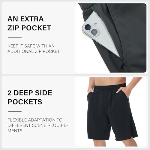 HQUEC Men's Athletic Shorts with Zipper Pockets Lightweight Quick Dry Basketball Workout Shorts for Running Casual2