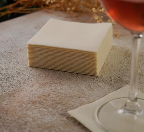 Cocktail Napkins, 100 Pack Disposable Luxury Linen Like Airlaid Beverage Napkins, Soft, Absorbent, Restaurant Bar Cocktail Napkins for Kitchen, Parties, Weddings,Dinners or Events (Ivory) by Moyes Home - Image 3