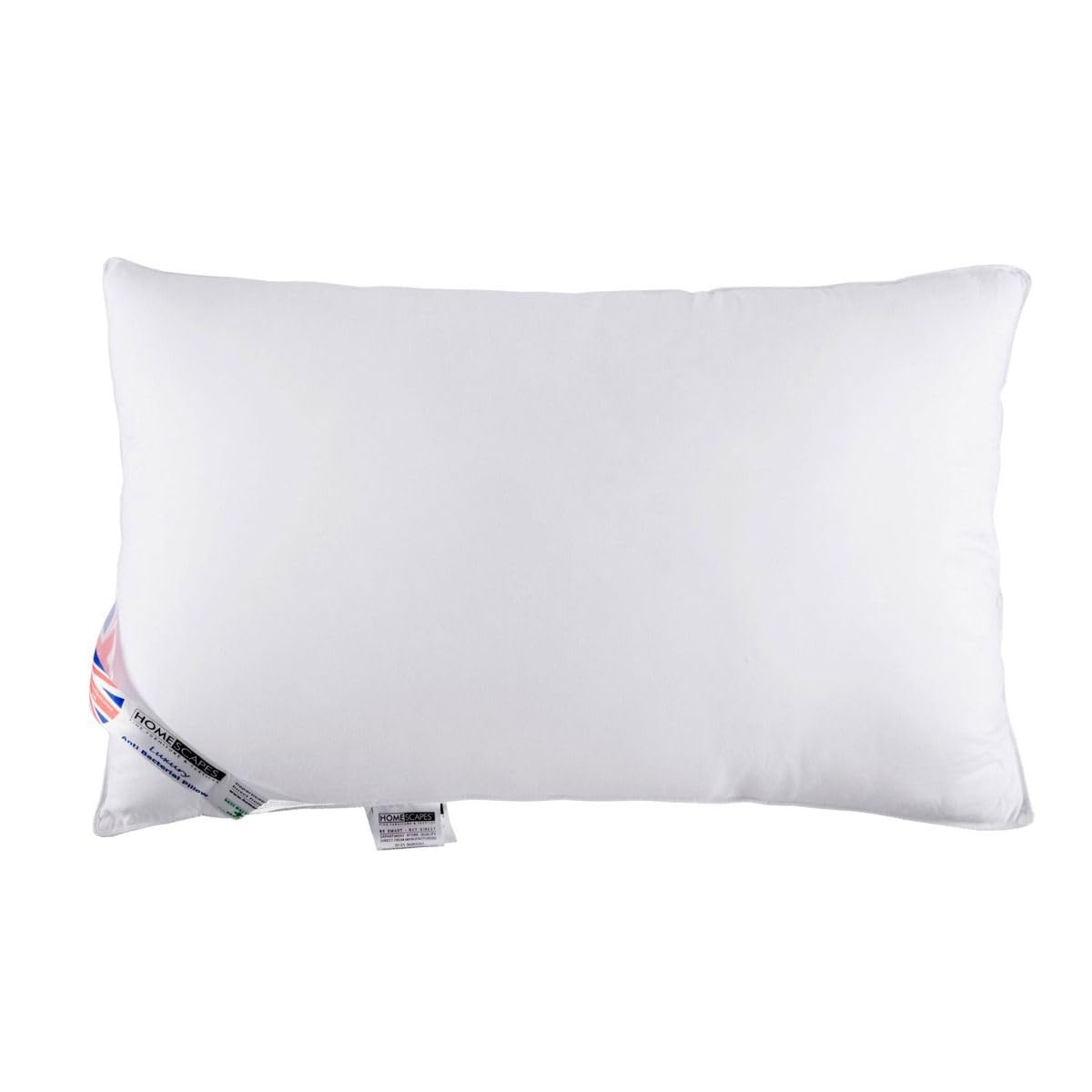 HOMESCAPES Anti-Bacterial Super Microfibre Pillow Hypoallergenic Anti-Dust Mite Extra Fill for Side Sleepers, 48 x 74 cm (19″ x 29″) UK Standard Size