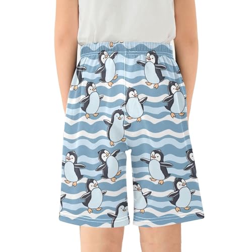 Penguin Dancing Sleep Shorts Summer Pajama Shorts Elastic Waist Sleep Bottoms with Pockets 6-14 Years2