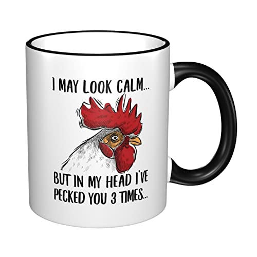 Divertidos regalos de pollo para mujer, taza de café, taza de café, color de borde - Imagen 4