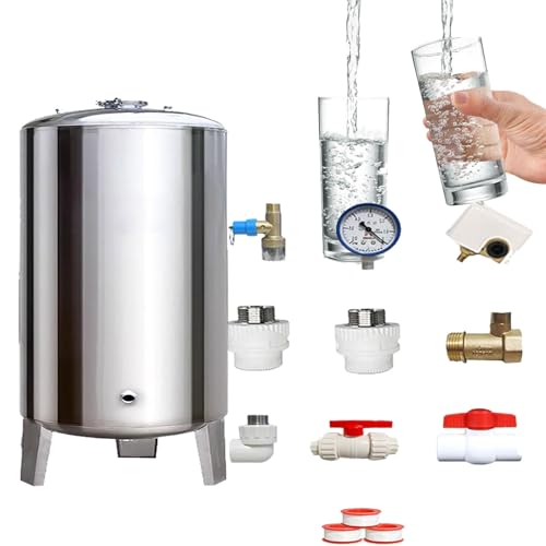 GBHJJ 60L-200L DruckbehäLter Druckkessel, Wasserspeichertank Aus Edelstahl 304/Vertikaler WasserdruckbehäLter, für Brunnenpumpe/Wassersystem, Landwirtschaftliches Wasser 40x60cm