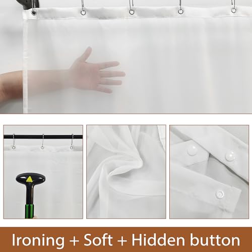 Glawry GLA-SKFFXJ-73009 Boho Shower Curtain With Snap In Liner Modern Mid Century Tropical Palm Leaves Abstract Geometric Modern Arch See Through Mesh Top Window 72Wx72L Inches Bathroom Art Home Decor 12 Pack Hooks thumb #4