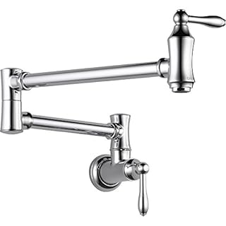 DELTA FAUCET Traditional Wall-Mount Pot Filler Faucet, Chrome 1177LF