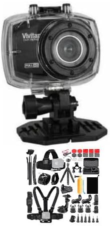 Vivitar DVR787 Full HD Action Camera with Remote, Waterproof Case and Koah 50-in-1 Action Camera Accessory Kit Bundle (2 Items)