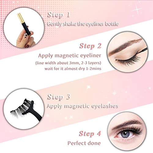 Magnetic Half Lashes With Eyeliner And Tweezers Magnetic Eyelashes Kit 7 Pairs Mix Styles 3D Cat Eye Lashes Natural Look Reusable Fake Eyelashes Easy To Wear No Glue Needed By Tmielybs #TOP4